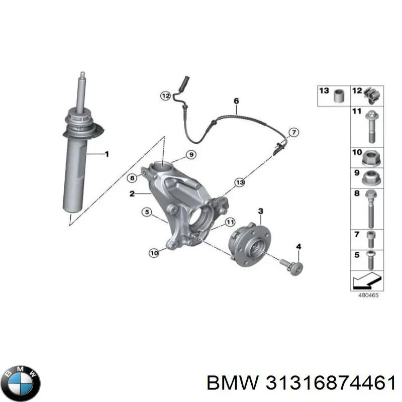 31316874461 BMW amortecedor dianteiro esquerdo