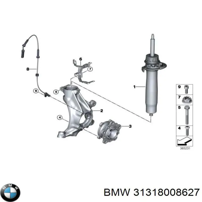 Купить 31318008627 BMW Амортизатор подвески передний левый
