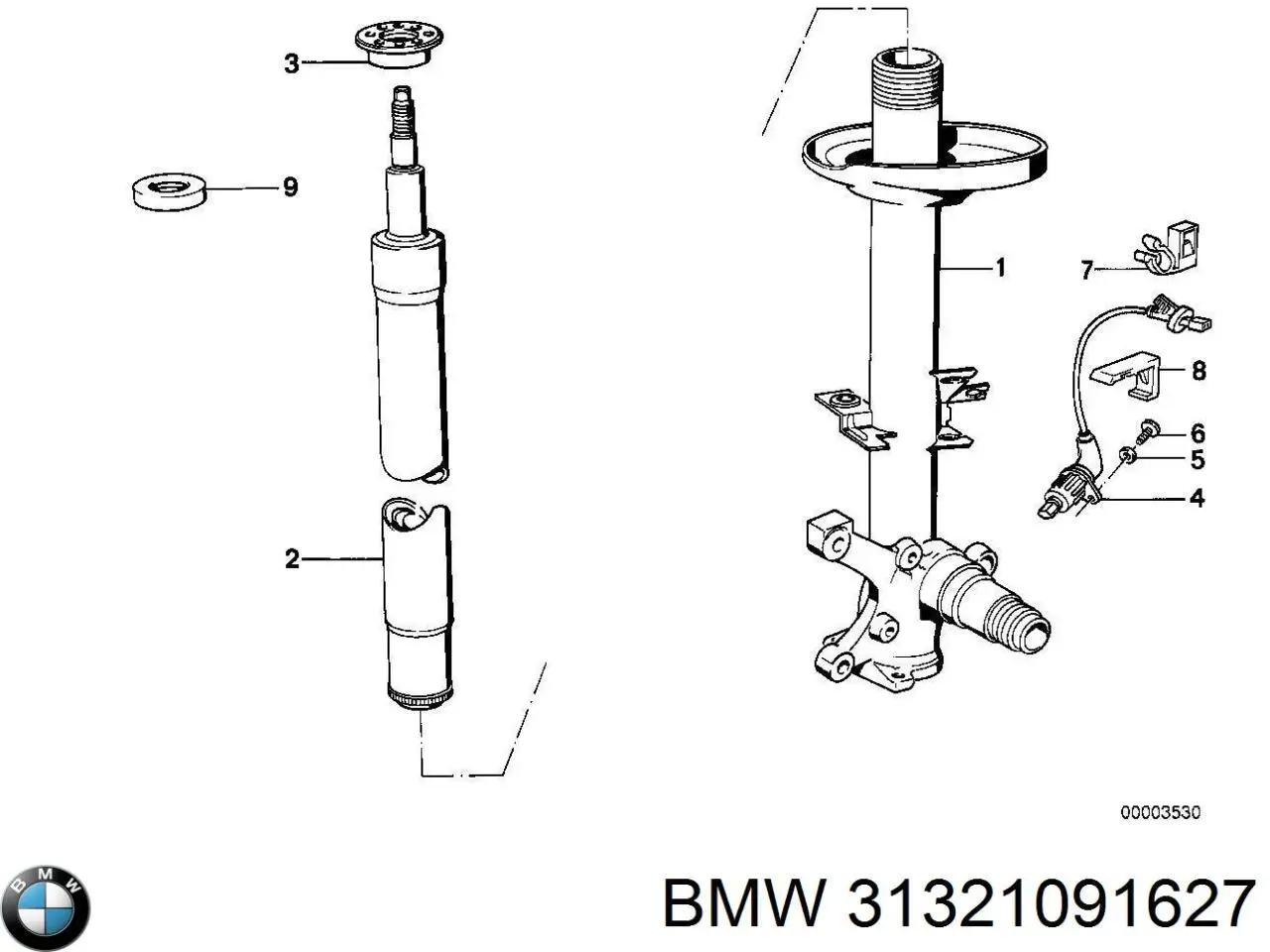 Амортизатор передний 31321091627 BMW