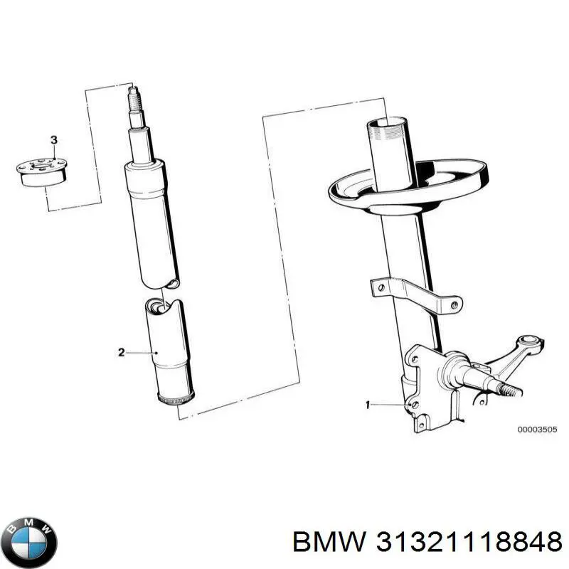 Амортизатор передний правый 31321118848 BMW