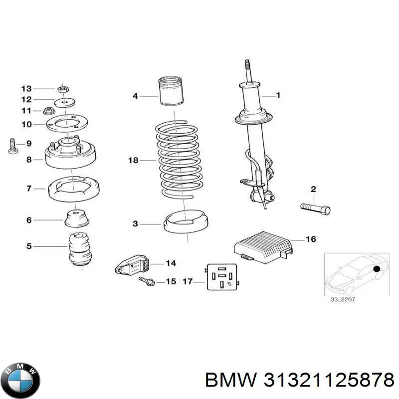 Caperuza protectora/fuelle, amortiguador trasero 31321125878 BMW