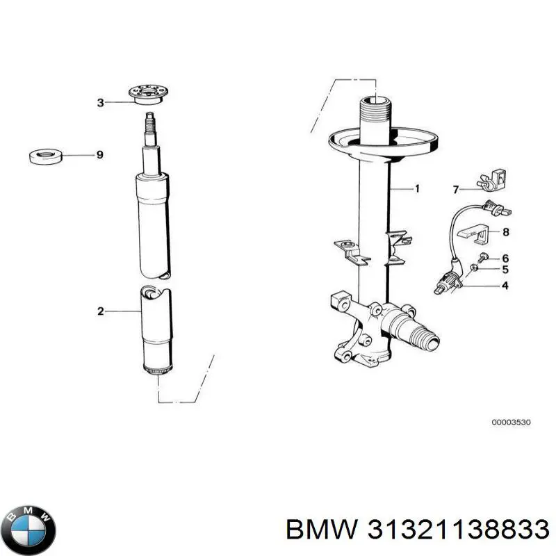 Амортизатор передний BMW 31321138833