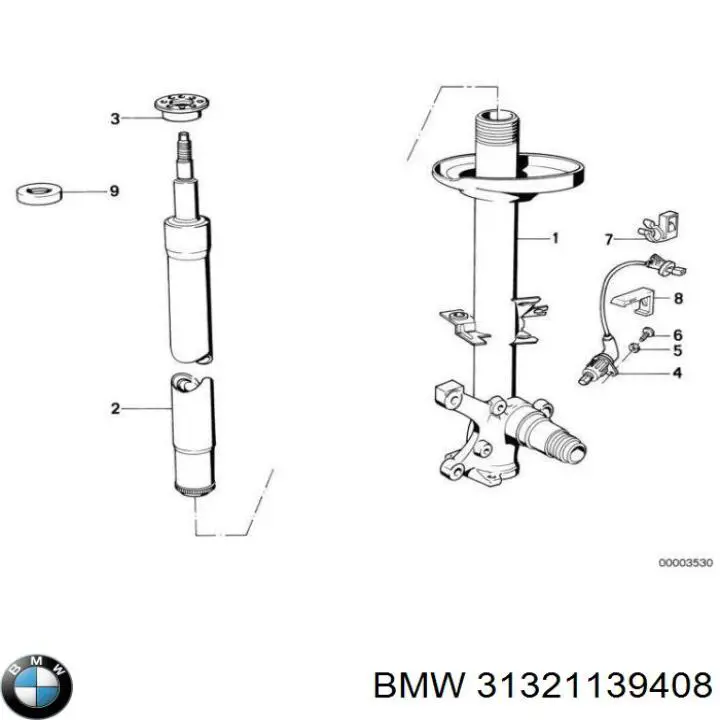 Стойка амортизатора передняя BMW 31321139408 цена, от 59.38 USD