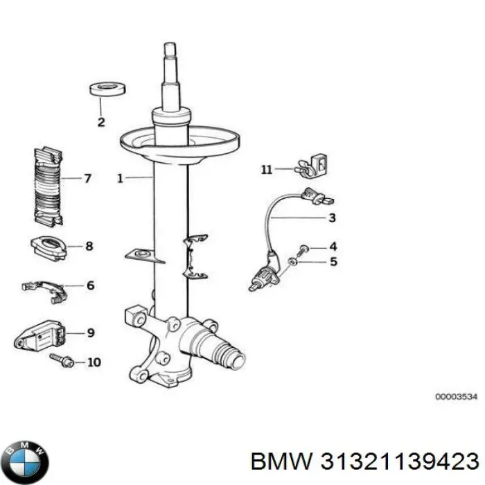 Rodamiento amortiguador delantero 31321139423 BMW