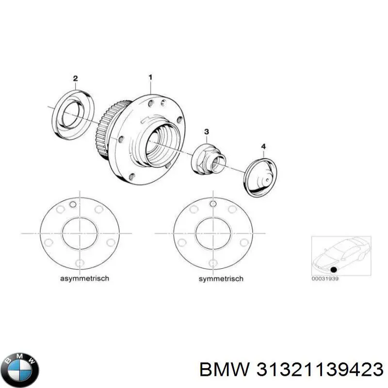 Подшипник опорный амортизатора, переднего BMW 31321139423 цена, от 36.35 USD