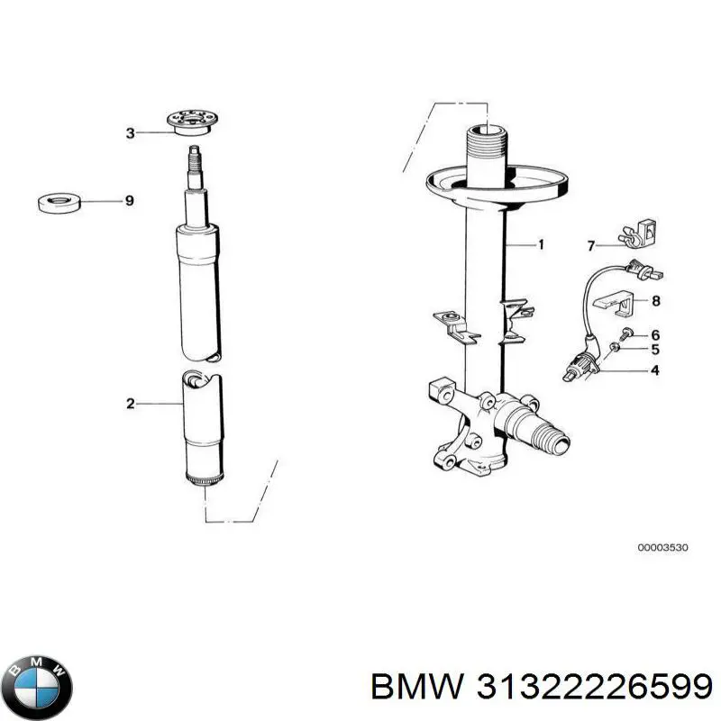 Амортизатор передний BMW 31322226599