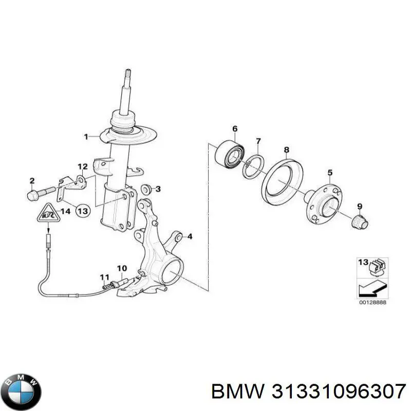 Болт крепления амортизатора переднего BMW 31331096307
