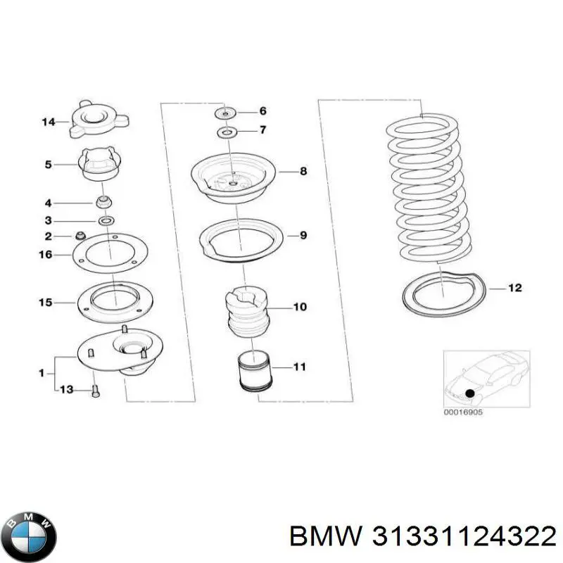 31331124322 BMW проставка (резиновое кольцо пружины передней нижняя)