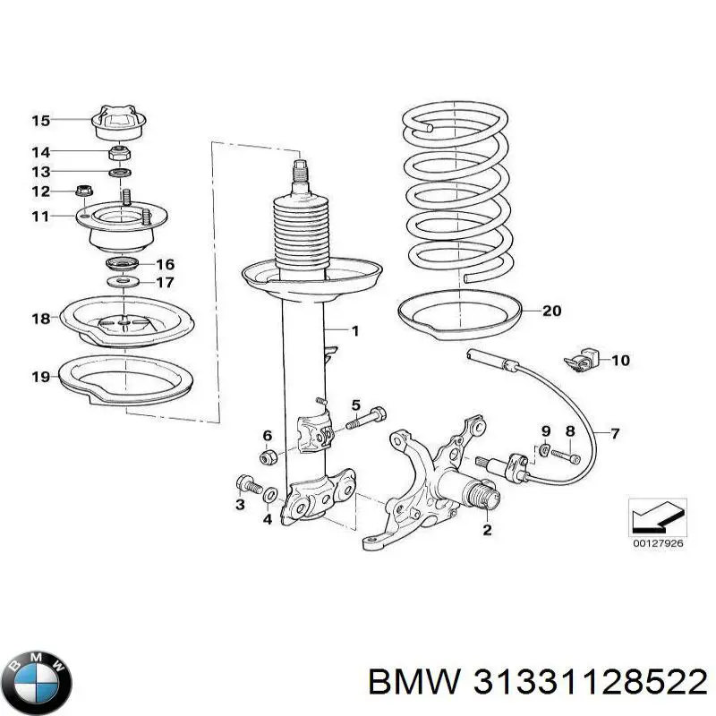 Проставка (резиновое кольцо) пружины передней верхняя BMW 31331128522 цена, от 16.30 USD