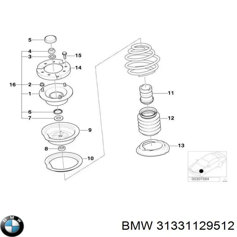 Крышка опоры амортизатора переднего BMW 31331129512 цена, от 57.40 USD