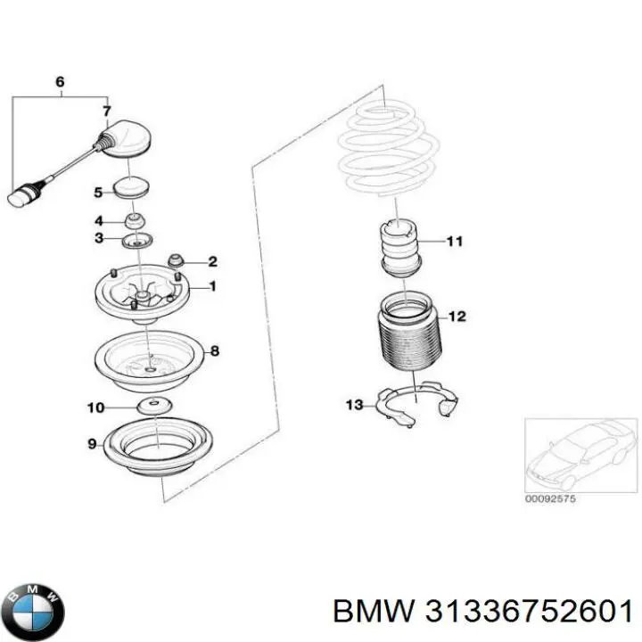 Проставка (резиновое кольцо) пружины передней нижняя BMW 31336752601 цена, от 124.01 USD