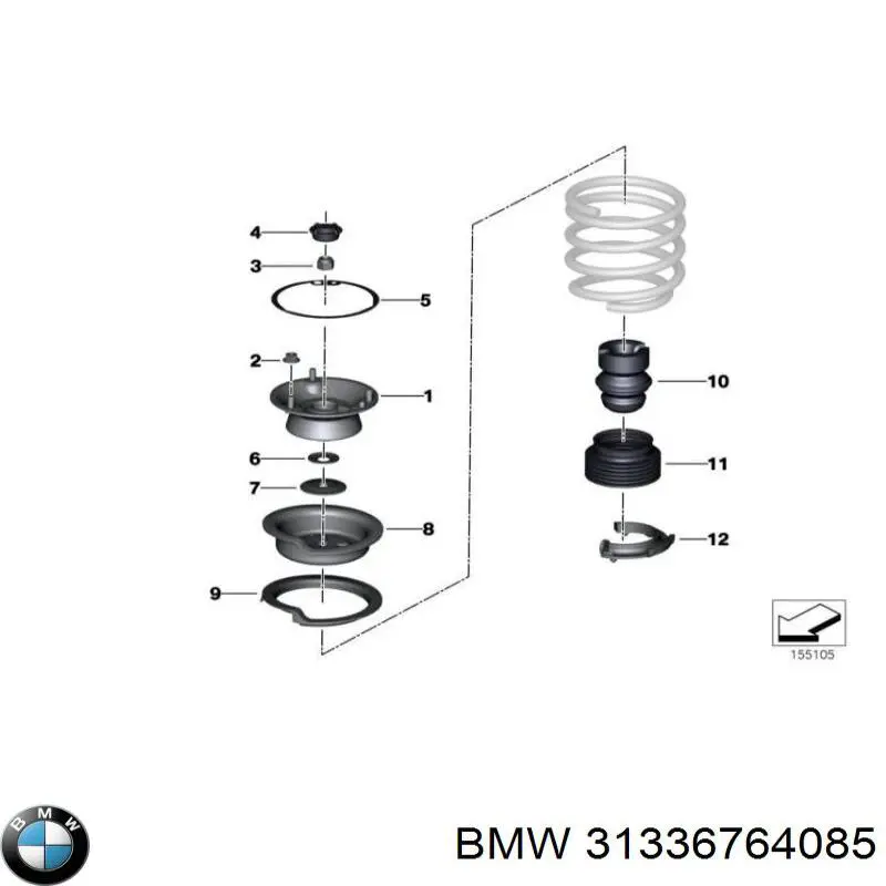 Буфер-отбойник амортизатора переднего BMW 31336764085 цена, от 25.40 USD