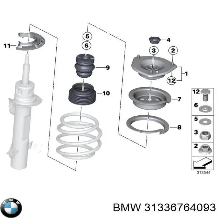 Тарелка передней пружины верхняя металлическая 31336764093 BMW