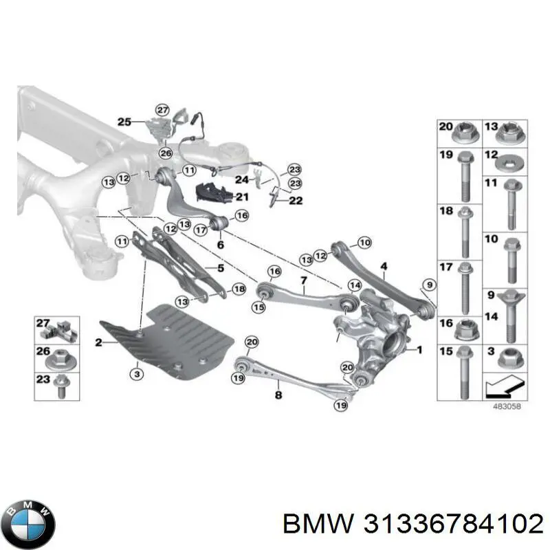 31336784102 BMW pára-choque (grade de proteção de amortecedor dianteiro + bota de proteção)