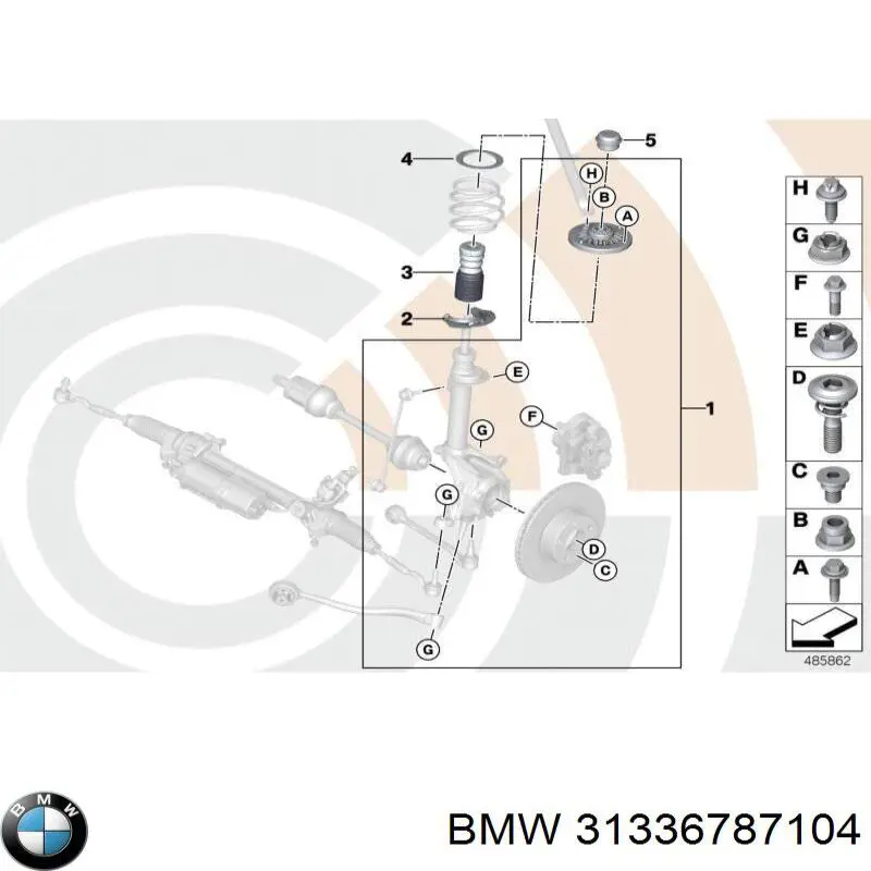 Буфер-відбійник амортизатора переднього + пильовик 31336787104 BMW