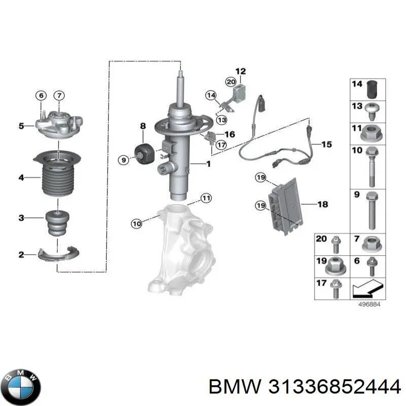 31336852444 BMW pára-choque (grade de proteção de amortecedor dianteiro)