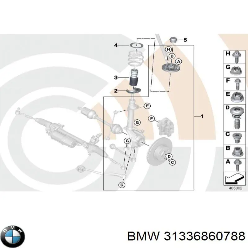 31336860788 BMW espaçador (anel de borracha da mola traseira inferior)