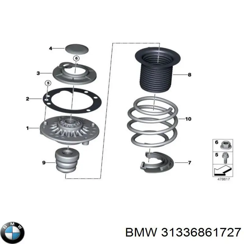 31336861727 BMW pára-choque (grade de proteção de amortecedor dianteiro)