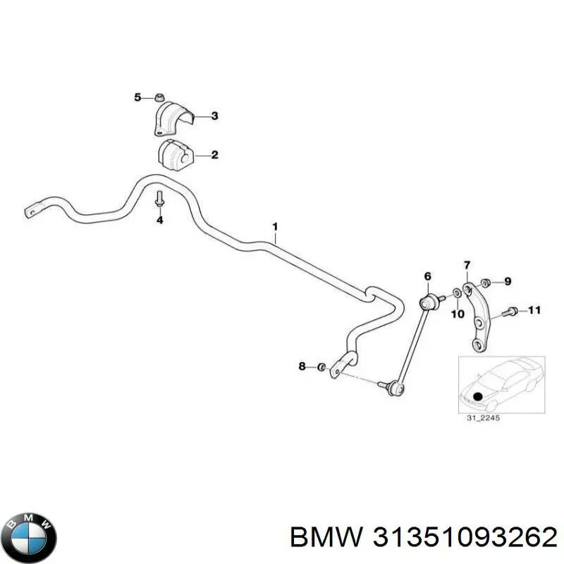 Стабилизатор передний 31351093262 BMW