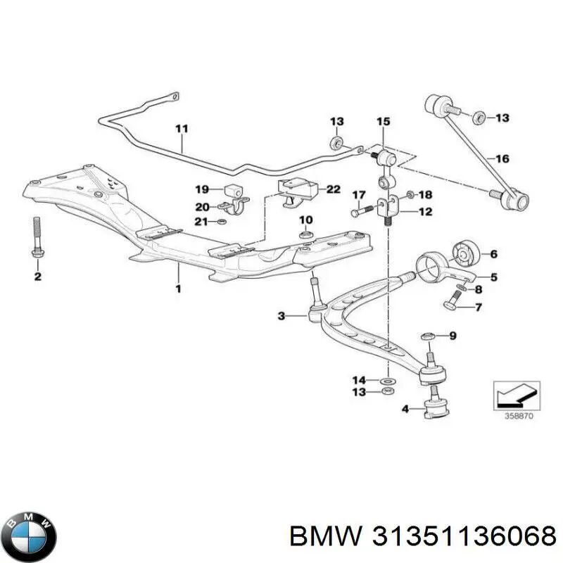 Втулка переднего стабилизатора BMW 31351136068 цена, от 29.81 USD
