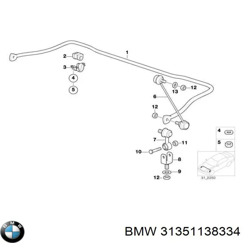 Втулка стабилизатора 31351138334 BMW