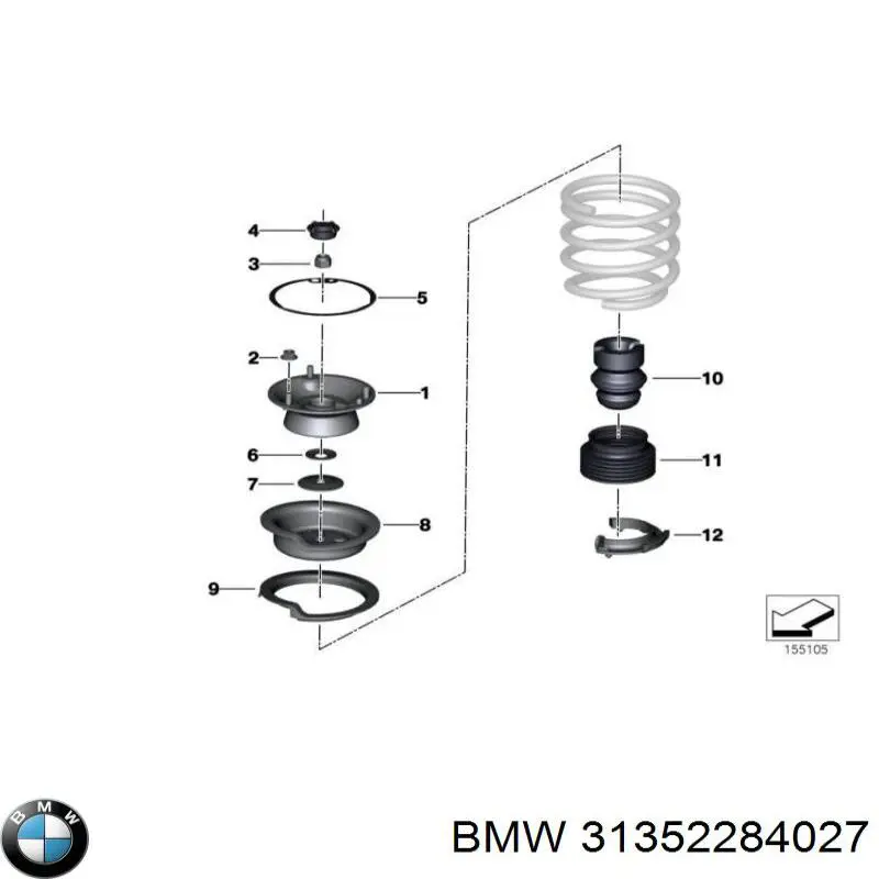 Опора амортизатора заднего 31352284027 BMW