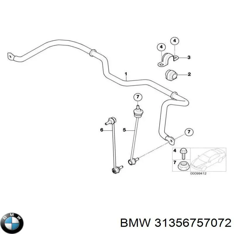 Стабилизатор поперечной устойчивости передний BMW 31356757072 цена, от 135.55 USD