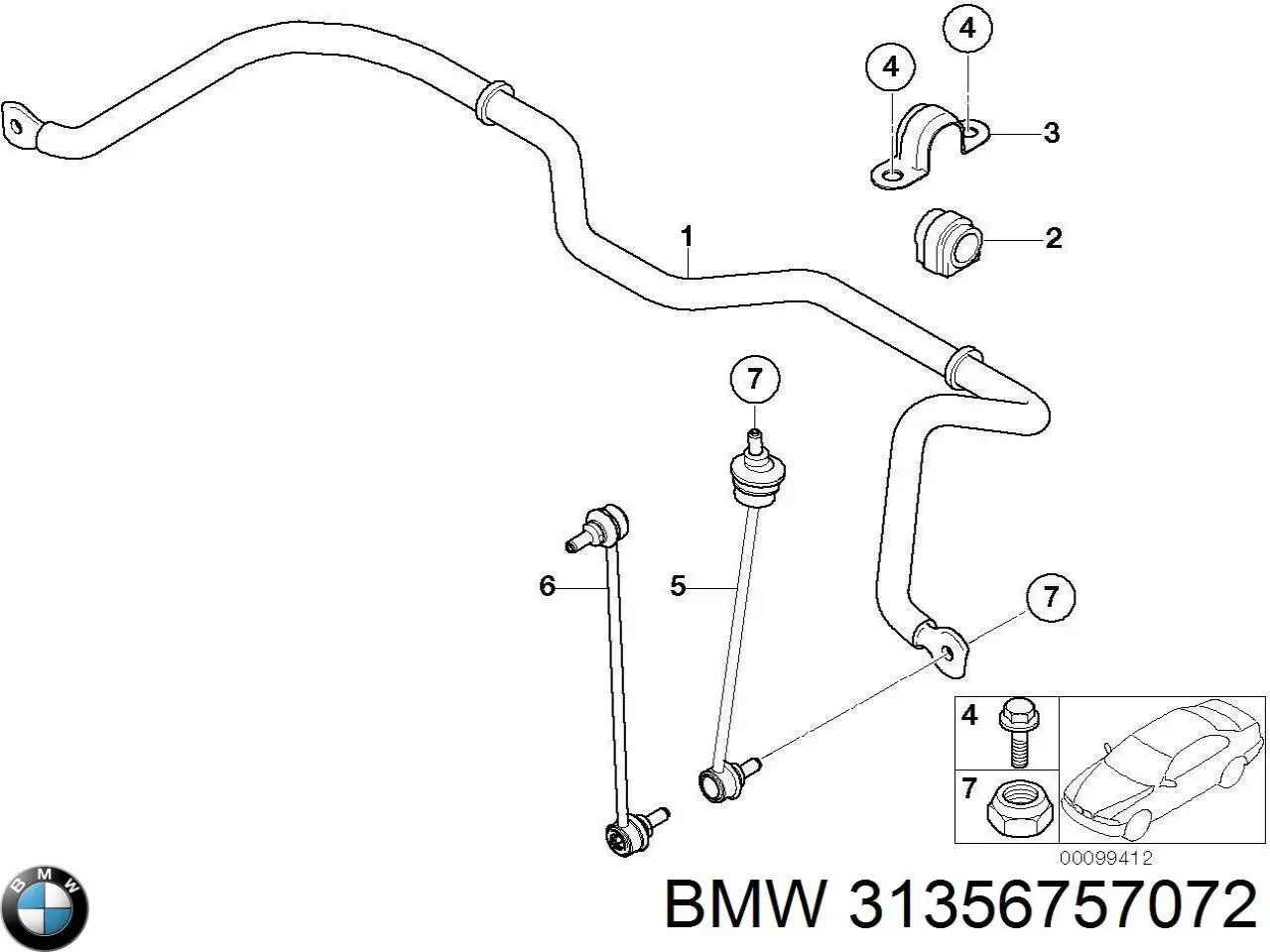 31356757072 BMW Стабилизатор передней устойчивости