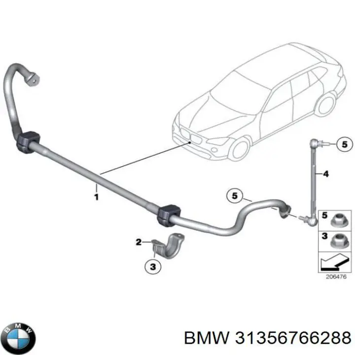 Стабилизатор поперечной устойчивости передний BMW 31356766288 цена, от 57.14 USD