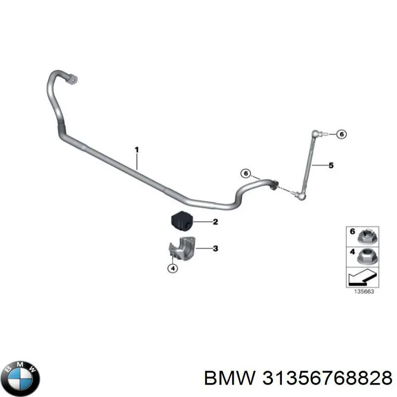 31356768828 BMW braçadeira de fixação da bucha de estabilizador dianteiro