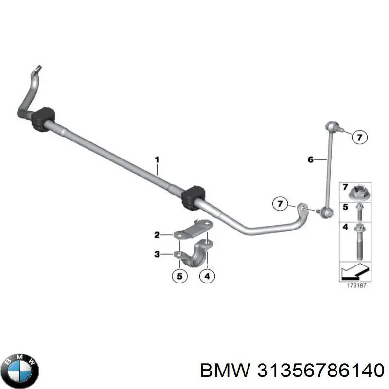 Стабилизатор передний 31356786140 BMW