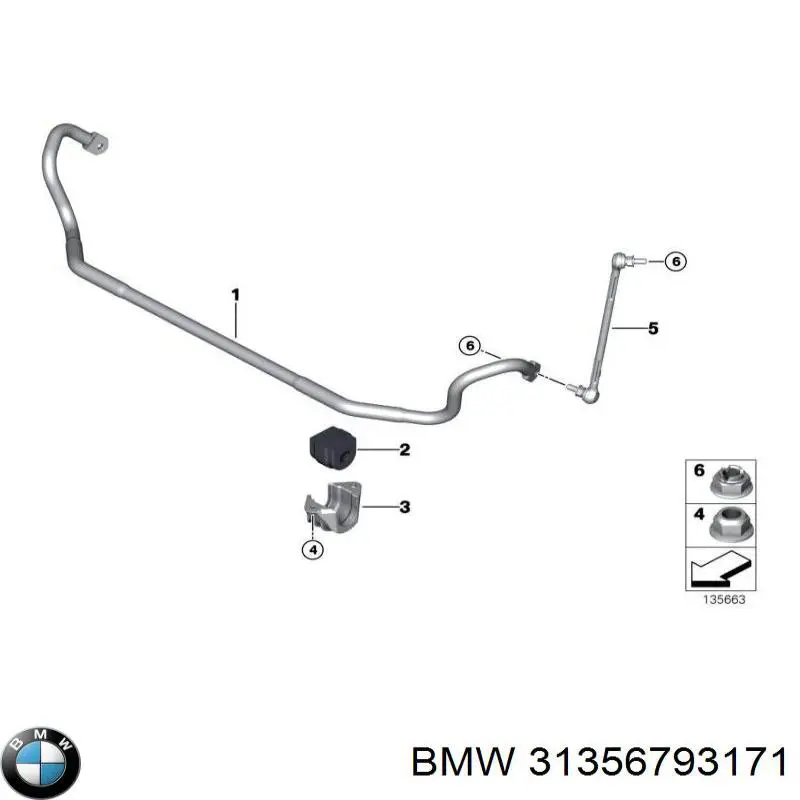 Стабилизатор передний 31356793171 BMW