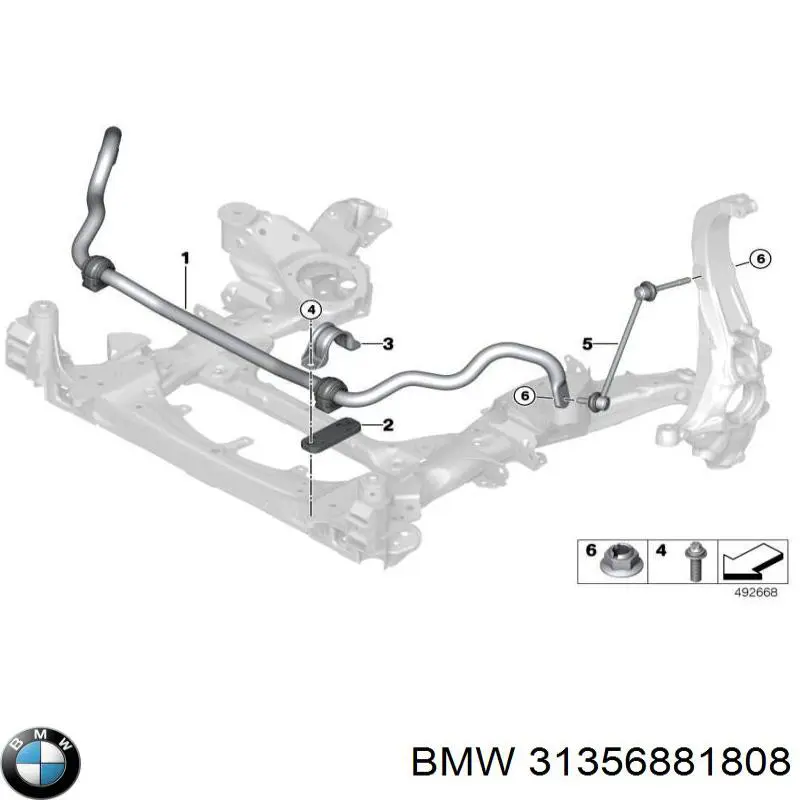 Стойка стабилизатора переднего правая BMW 31356881808