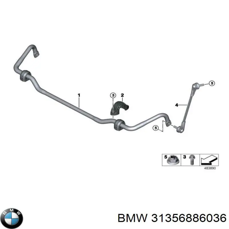 31356886036 BMW montante direito de estabilizador dianteiro