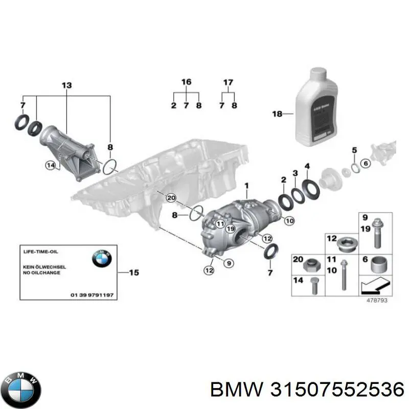 31507552536 BMW редуктор переднего моста