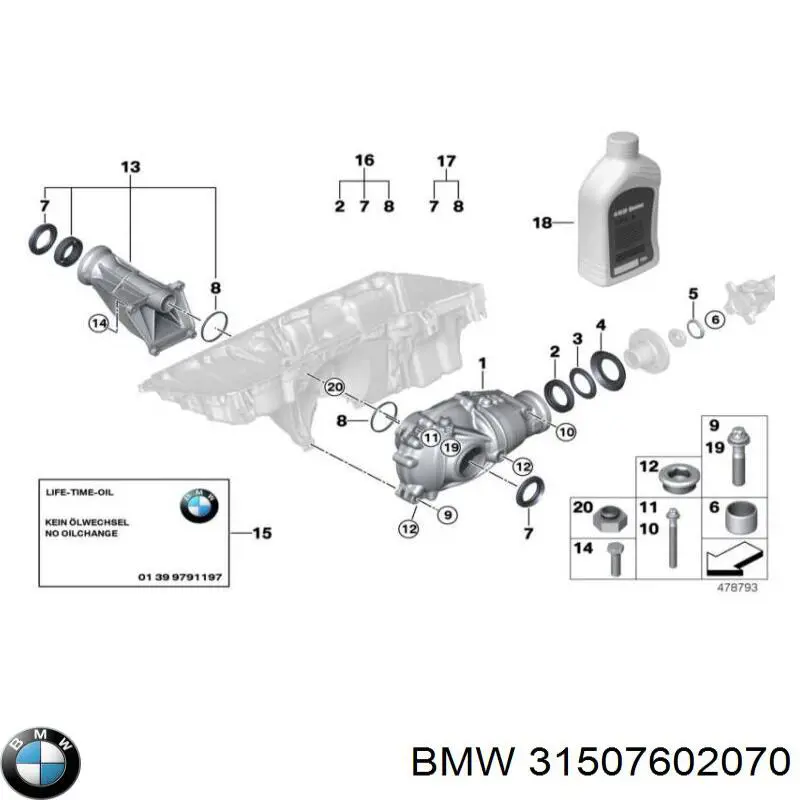 31507602070 BMW Редуктор колесный моста переднего