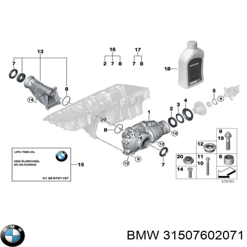 31507602071 BMW Редуктор колесный моста переднего