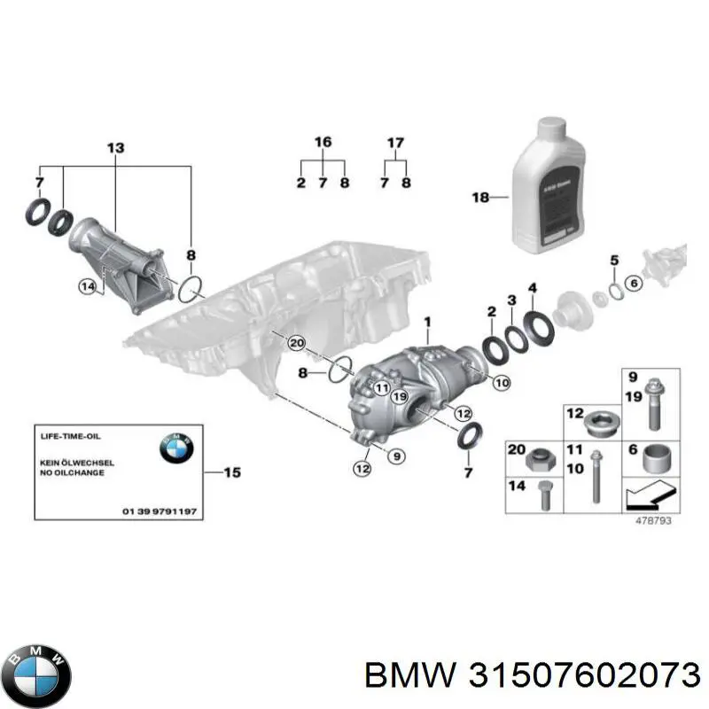 31507602073 BMW Редуктор колесный моста переднего