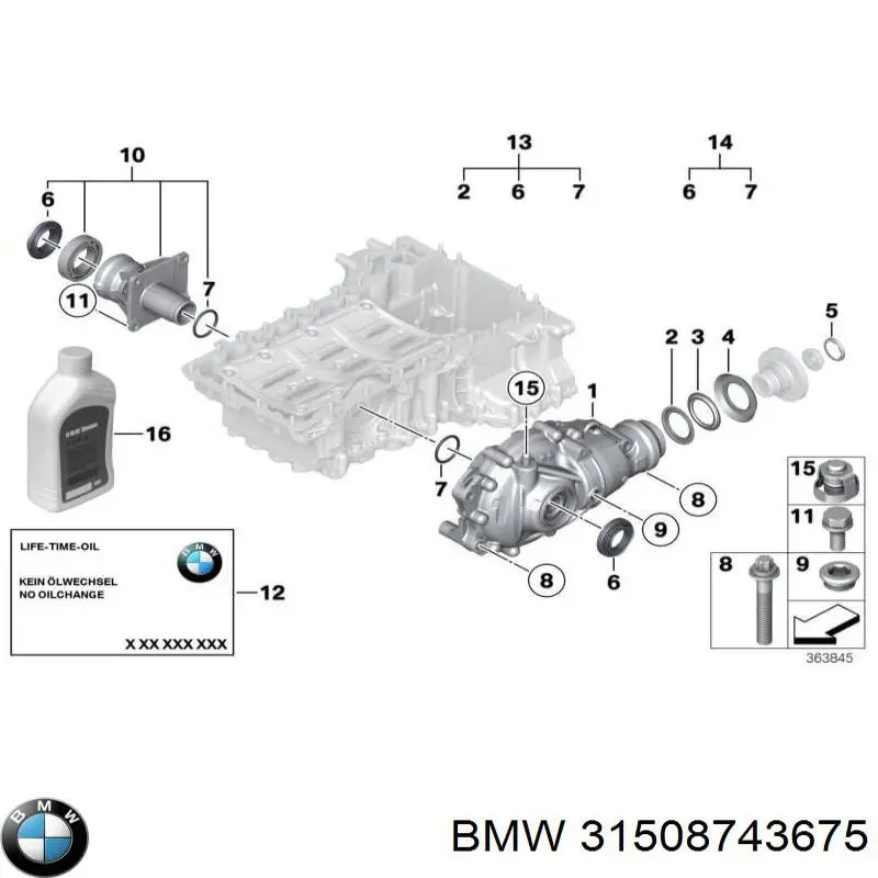Сальник редуктора переднего моста BMW 31508743675