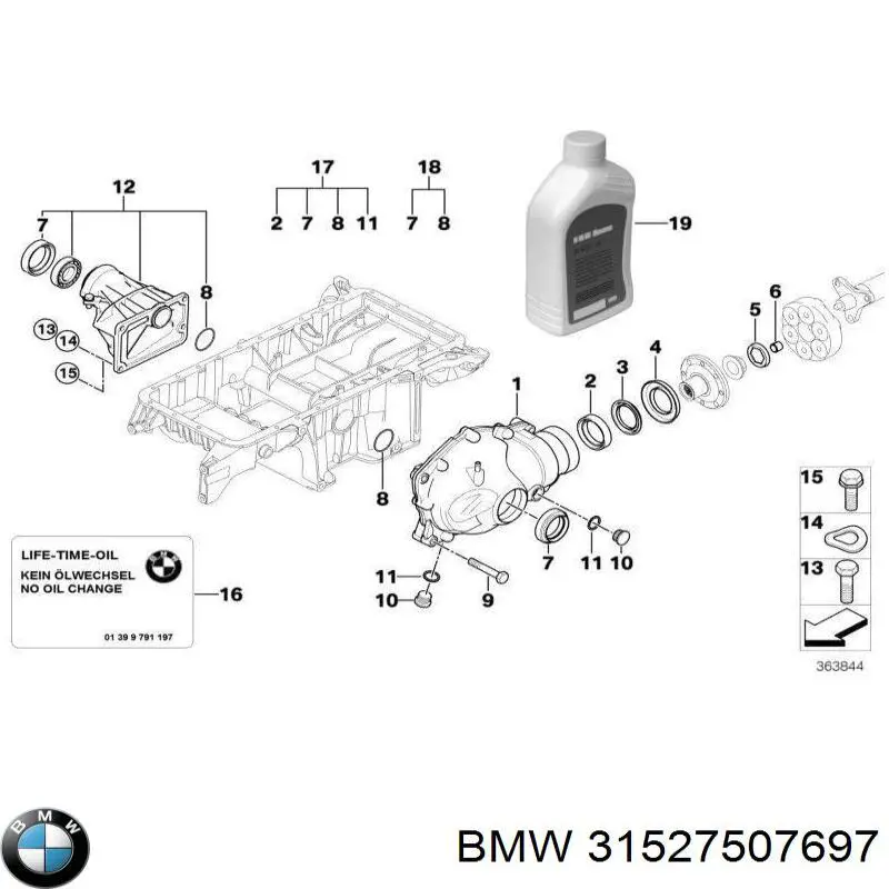 Anillo retén, diferencial, delantero 31527507697 BMW