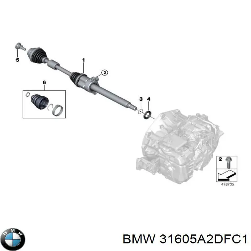 Купить 31608611929 BMW Привод в сборе левый