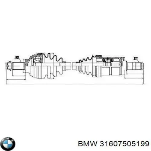 31607505199 BMW полуось (привод передняя левая)