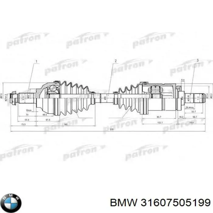 Левая полуось 31607505199 BMW