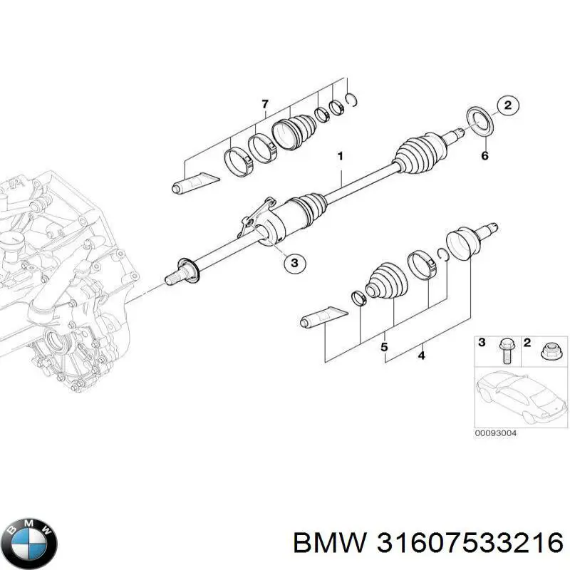 31607531722 BMW semieixo (acionador dianteiro direito)