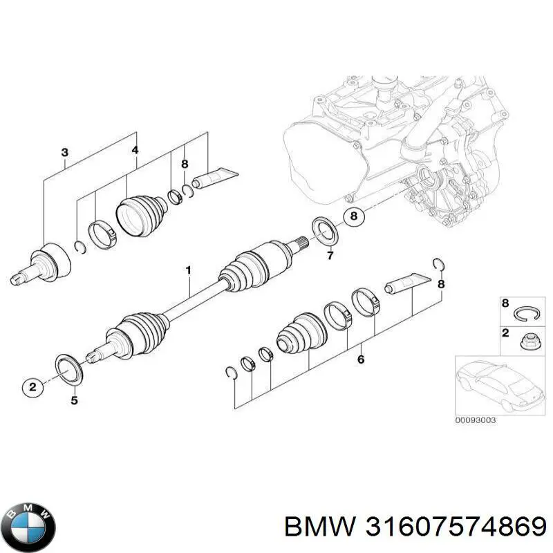 Левая полуось 31607574869 BMW