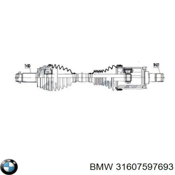 31607597693 BMW полуось (привод передняя левая)