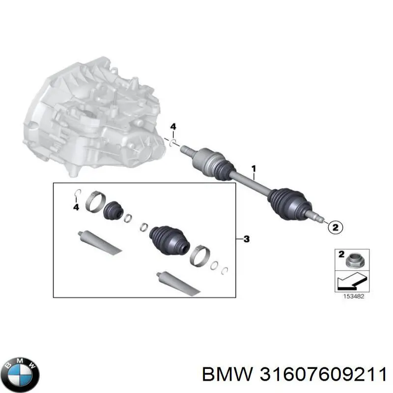 Полуось (привод) передняя левая 31607609211 BMW