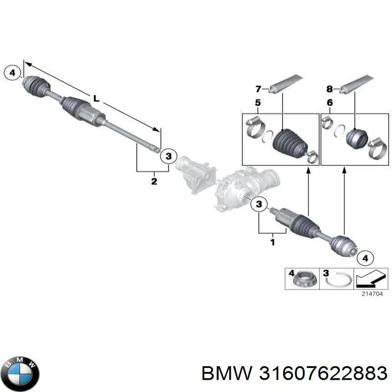 31607622883 BMW полуось (привод передняя левая)