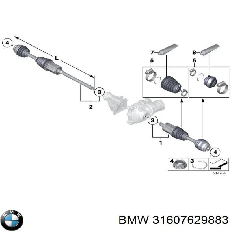 31607629883 BMW полуось (привод передняя левая)