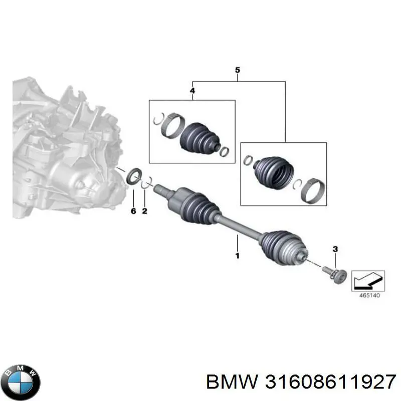 Полуось (привод) передняя левая 31608611927 Market (OEM)